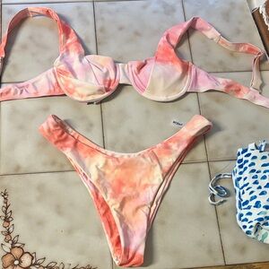 SHEIN Pink and Orange Tie-Dye Bikini